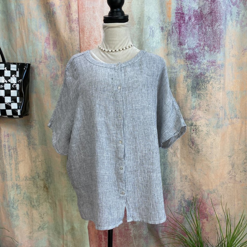 Tahari Gray Button Down Shirt